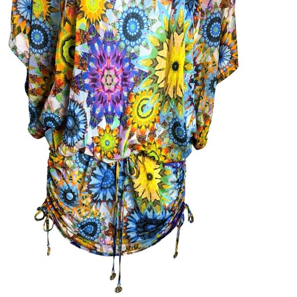 Luli Fami Cabana Mini Dress Swimsuit Coverup size Small flower power print - Picture 5 of 11